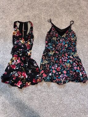 Express Black Floral Romper - Multicolor Floral Print